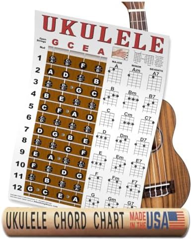 Ukulele chord chart poster 11x17 for beginners