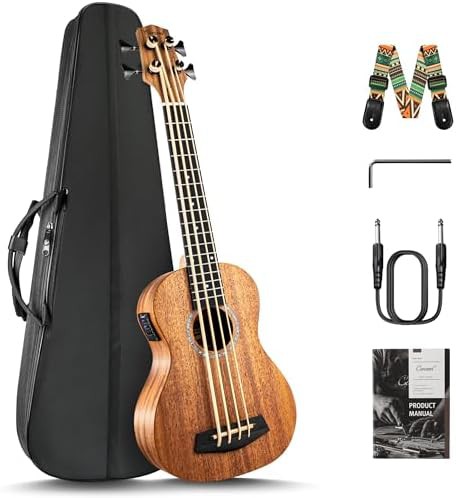 Caramel solid wood mahogany electric ukulele bass