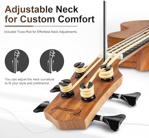 Caramel solid wood mahogany electric ukulele bass — photo 5