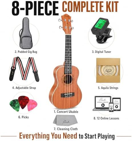 Ranch 23 inch concert ukulele sapele starter kit — photo 3