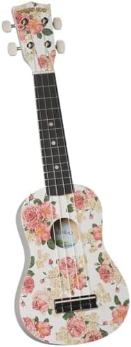 White floral satin soprano ukulele