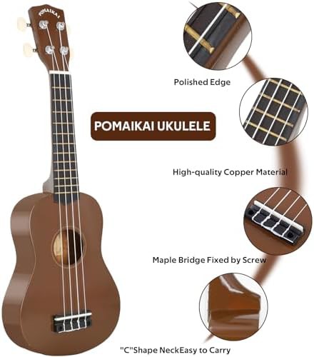 Brown basswood soprano ukulele 21 in — photo 4