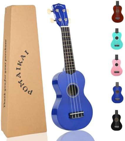 Dark blue wood soprano ukulele 21 in