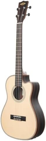 Solid spruce striped ebony baritone cutaway ukulele — photo 4