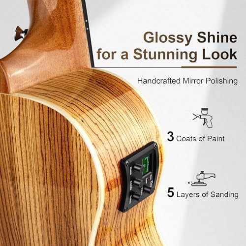Glossy zebra wood acoustic electric six string — photo 3