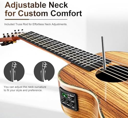 Glossy zebra wood acoustic electric six string — photo 4