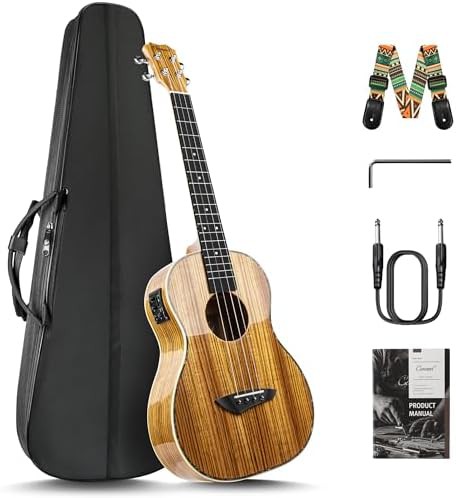 Gloss zebra wood baritone electric ukulele