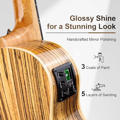 Gloss zebra wood baritone electric ukulele — photo 4