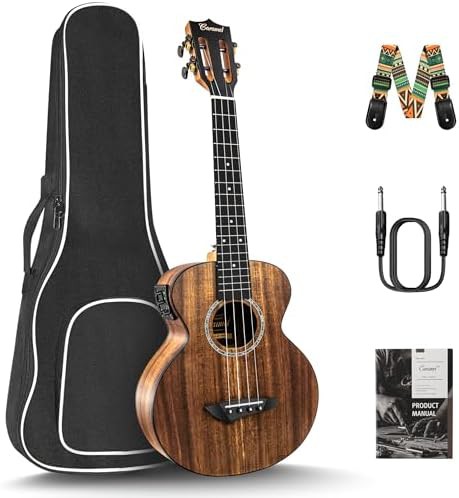 Solid acacia natural tenor electric ukulele
