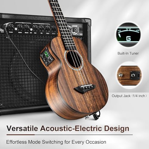Solid acacia natural tenor electric ukulele — photo 5