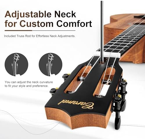 Solid mahogany wood baritone electric ukulele — photo 5
