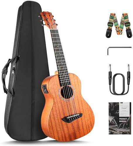 Solid mahogany six string electric guitalele