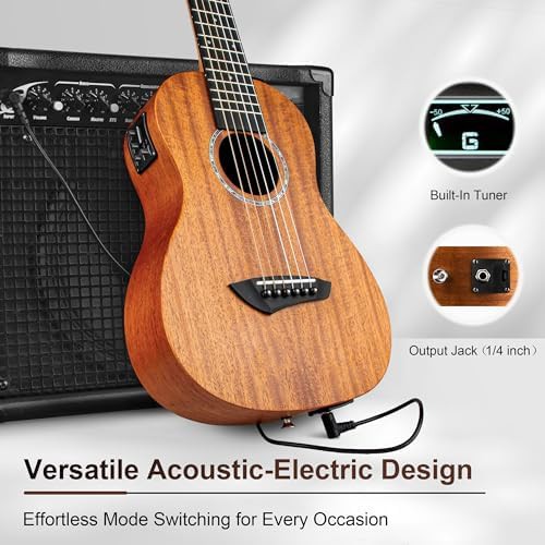 Solid mahogany six string electric guitalele — photo 3