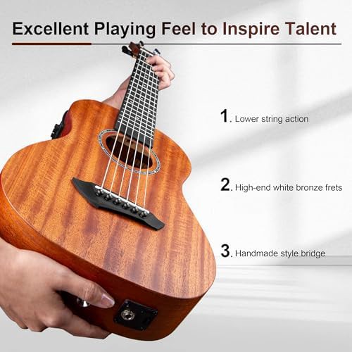 Solid mahogany six string electric guitalele — photo 4