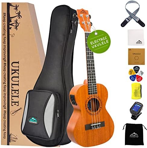Mahogany electric tenor ukulele with tuner