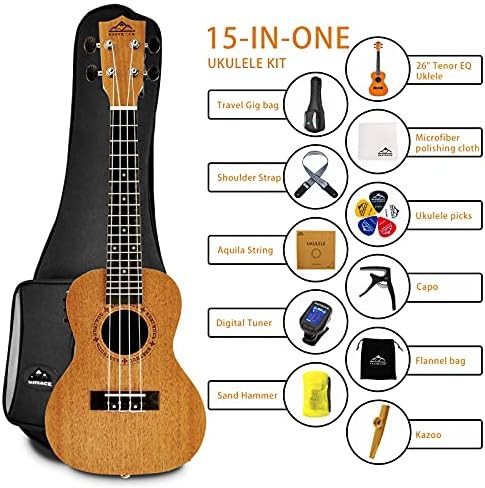 Mahogany electric tenor ukulele with tuner — photo 3