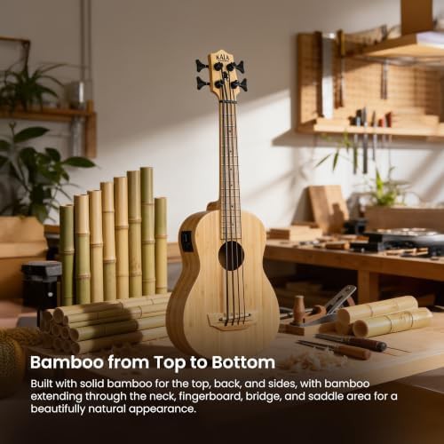 Bamboo fretted acoustic electric u bass — photo 5