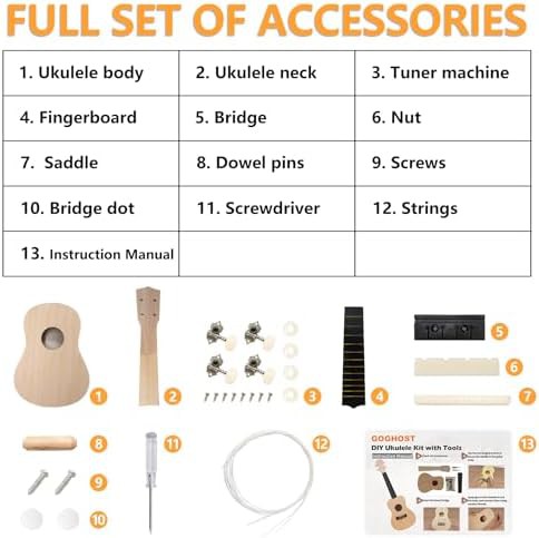 DIY 21 inch soprano ukulele kit with tools — photo 3