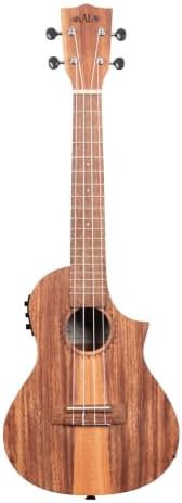 Teak tri top concert acoustic electric ukulele