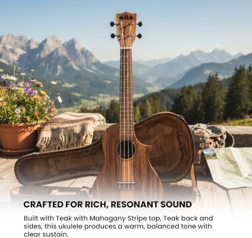 Teak tri top concert acoustic electric ukulele — photo 5