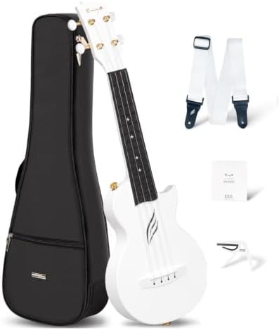 White carbon fiber soprano travel ukulele