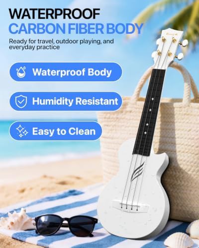 White carbon fiber soprano travel ukulele — photo 3