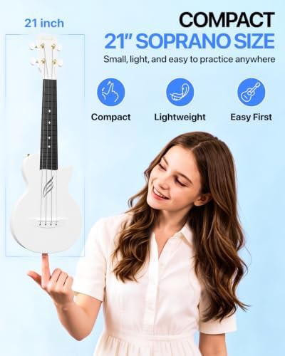 White carbon fiber soprano travel ukulele — photo 4