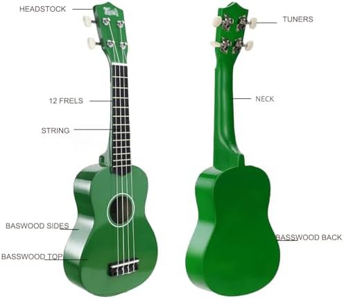 Green Soprano Hawaiian Wood Ukulele for Beginners — photo 3
