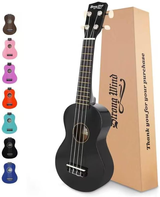 Glossy Black Soprano Beginner Ukulele