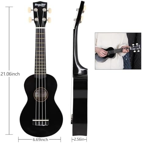 Glossy Black Soprano Beginner Ukulele — photo 3