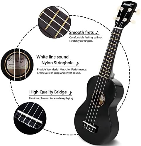 Glossy Black Soprano Beginner Ukulele — photo 4