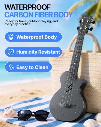 Black carbon fiber soprano travel ukulele — photo 3