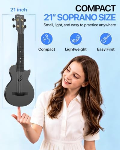 Black carbon fiber soprano travel ukulele — photo 4