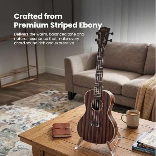 Striped ebony concert ukulele brown — photo 5