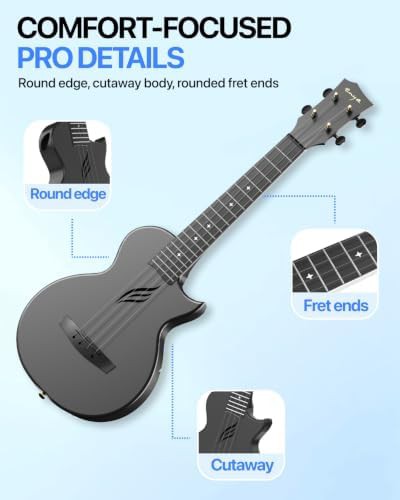 Black carbon fiber cutaway tenor ukulele — photo 4