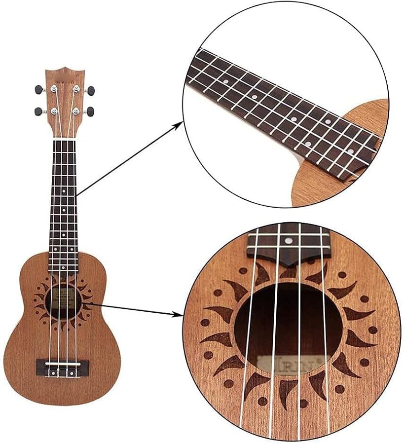 Sapele wood flower sound hole 21 inch ukulele — photo 5