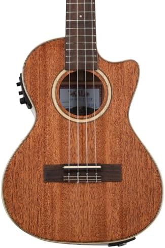 Gloss mahogany cutaway tenor ukulele with EQ