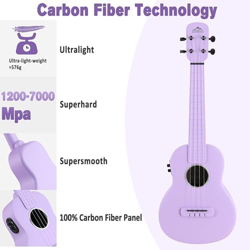 Black purple carbon fiber concert ukulele — photo 3