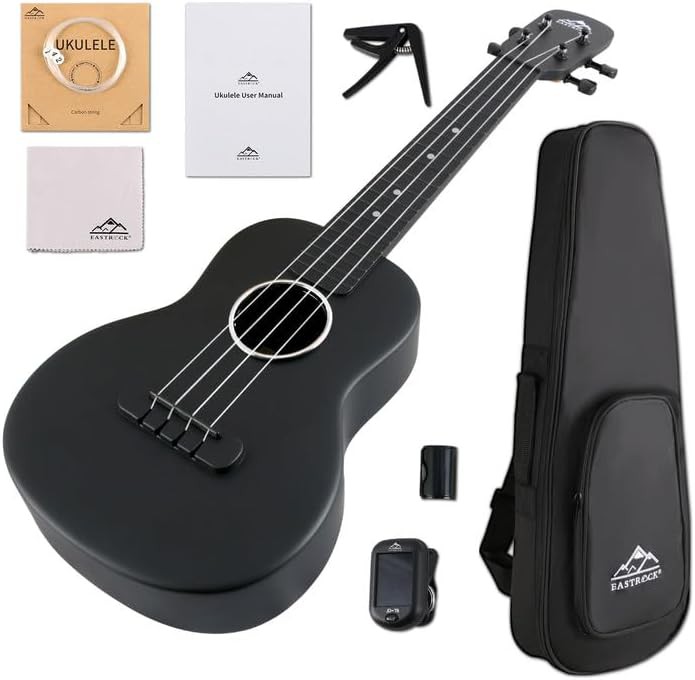 Black carbon fiber concert ukulele kit