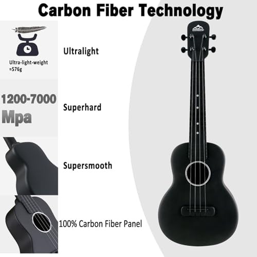 Black carbon fiber concert ukulele kit — photo 3