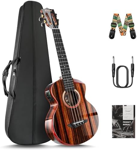 Ebony Glossy Electric Cutaway Armrest Ukulele
