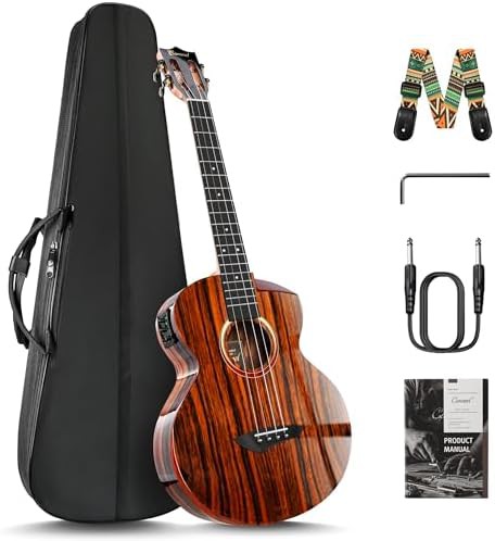 Ebony Glossy Cutaway Baritone Electric Ukulele