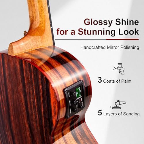 Ebony Glossy Cutaway Baritone Electric Ukulele — photo 4