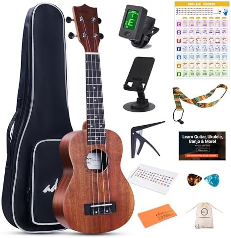 Mahogany khaki ukulele bundle 21 in
