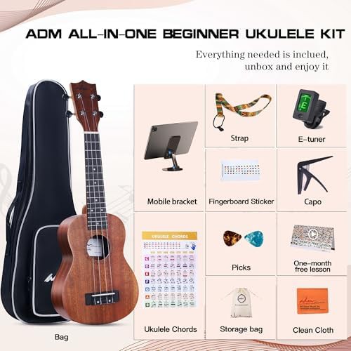 Mahogany khaki ukulele bundle 21 in — photo 3