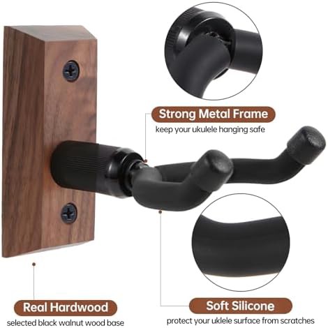 Black Walnut Hardwood Ukulele Wall Hanger — photo 3