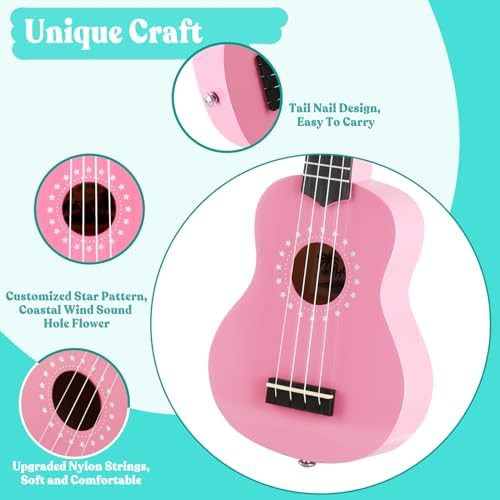 Pink Basswood Soprano Ukulele Lyre Set — photo 3