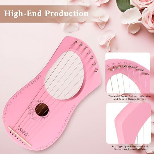 Pink Basswood Soprano Ukulele Lyre Set — photo 5