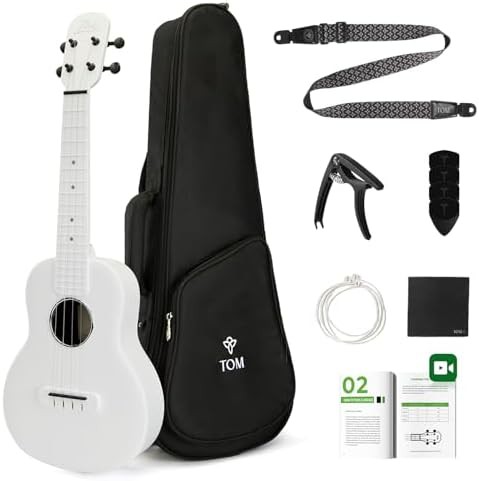 White carbon fiber concert ukulele beginner kit