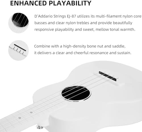 White carbon fiber concert ukulele beginner kit — photo 5